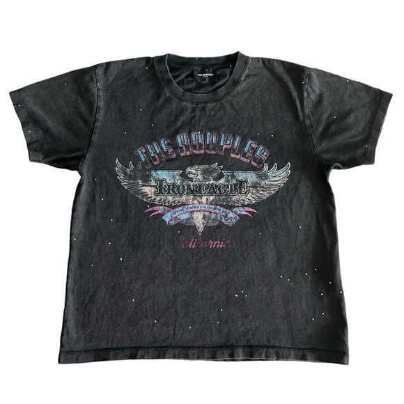 The Kooples Graphic Logo Cropped Tee T-Shirt Black Women's Size 2 S-M - Picture 2 of 10